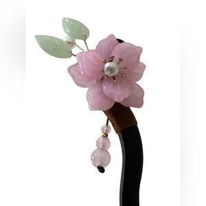 PINK PEARL GLASS ART HAIR PIN CHOPSTICK HAIR ACCESSORY